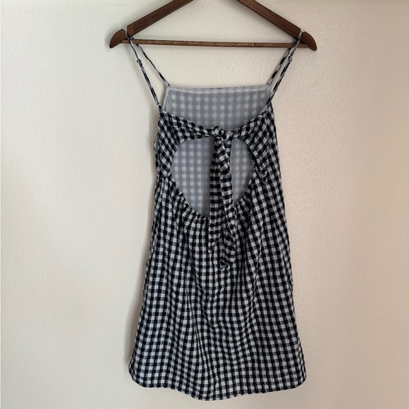 American Eagle S Black White Gingham Check Open Back Mini Dress - Picture 2 of 7